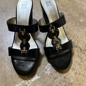 Anne Klein Black Strappy Heels